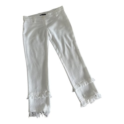 Pre-owned Dolce & Gabbana Linen Trousers In White