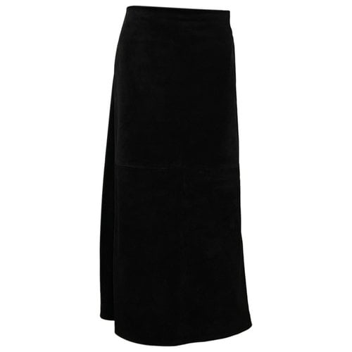 Pre-owned Saint Laurent Leather Mid-length Skirt In Black