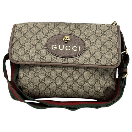 Pre-owned Gucci Neo Vintage Leather Crossbody Bag In Grey