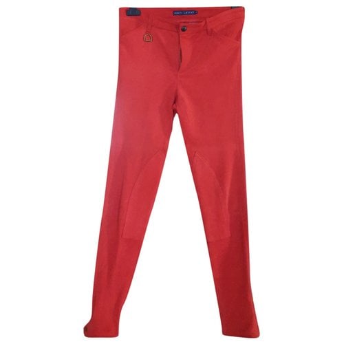 Pre-owned Ralph Lauren Leather Leggings In Red