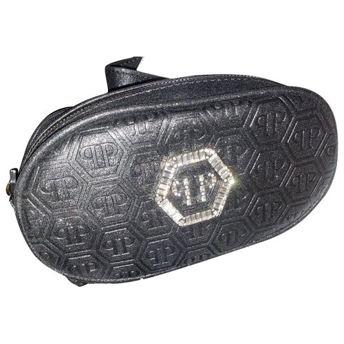 Pre-owned Philipp Plein Leather Clutch Bag In Black