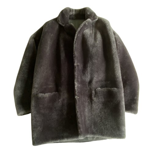 Pre-owned Sprung Frères Shearling Coat In Grey