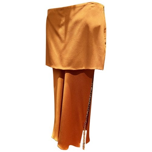 Pre-owned Versace Silk Mid-length Skirt In Orange