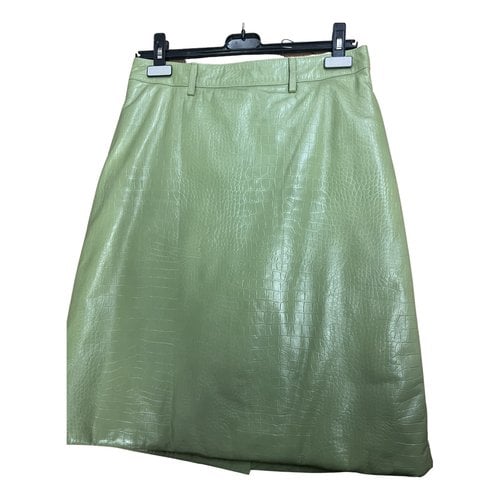 Pre-owned Dodo Bar Or Leather Mid-length Skirt In Green