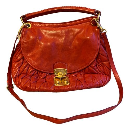 Pre-owned Miu Miu Coffer Leather Bag In Red