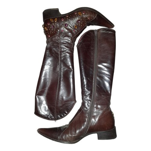 Pre-owned Giancarlo Paoli Leather Cowboy Boots In Brown