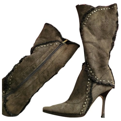 Pre-owned Jimmy Choo Shearling Ankle Boots In Brown