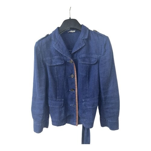 Pre-owned Miu Miu Linen Jacket In Blue