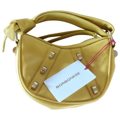 Pre-owned Borbonese Leather Handbag In Yellow