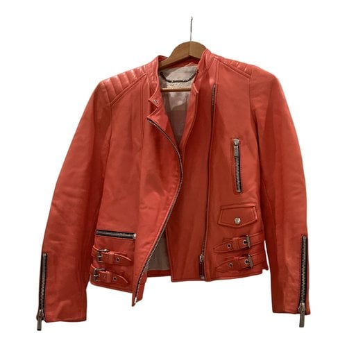Pre-owned Barbara Bui Leather Jacket In Orange