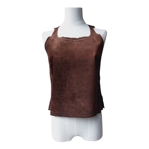 Pre-owned Max & Co Leather Vest In Brown