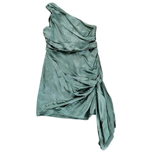 Pre-owned Cinq À Sept Silk Mini Dress In Green