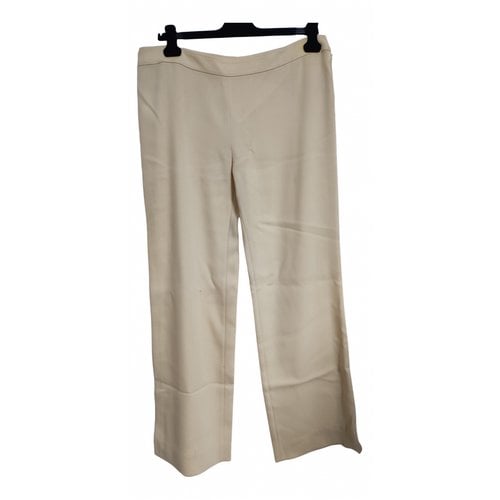 Pre-owned Valentino Wool Straight Pants In Beige