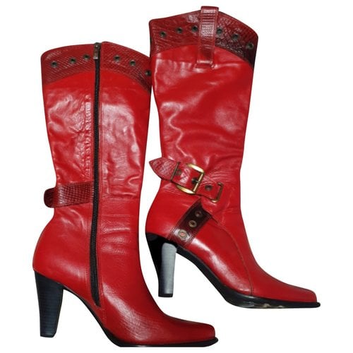 Pre-owned Agr Leather Boots In Red