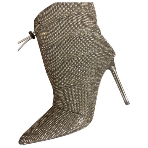 Pre-owned Steve Madden Glitter Ankle Boots In Silver