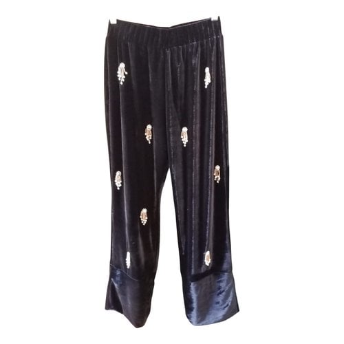 Pre-owned Patbo Silk Straight Pants In Black