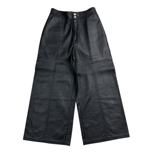 Pre-owned Saint Laurent Leather Large Pants In Black