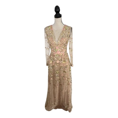 Pre-owned Notte By Marchesa Maxi Dress In Beige