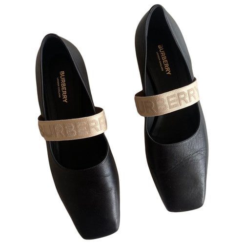 Pre-owned Burberry Leather Ballet Flats In Black