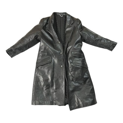 Pre-owned Cesare Paciotti Leather Coat In Black