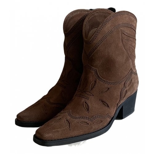 Pre-owned Ganni Western Boots In Brown