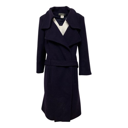 Pre-owned Lanvin Wool Trench Coat In Navy