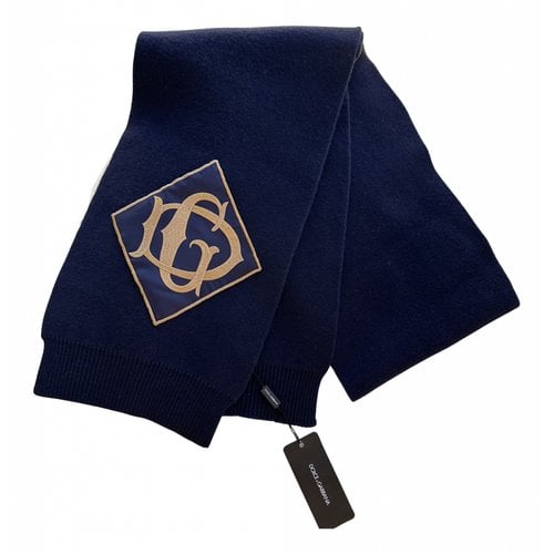 Pre-owned Dolce & Gabbana Wool Scarf & Pocket Square In Blue