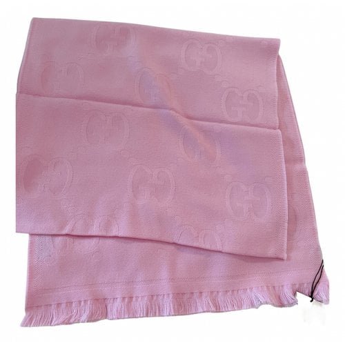 Pre-owned Gucci Wool Scarf In Pink