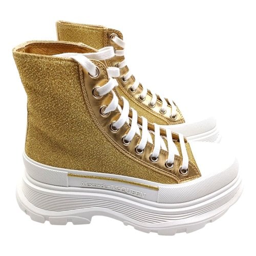 Pre-owned Alexander Mcqueen Oversize Cloth Trainers In Gold