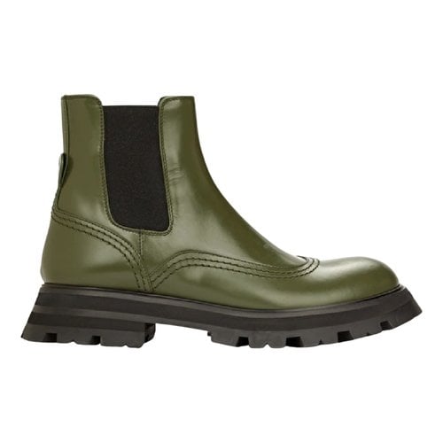 Pre-owned Alexander Mcqueen Leather Ankle Boots In Green