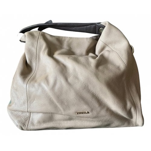 Pre-owned Furla Leather Crossbody Bag In Beige