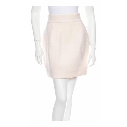 Pre-owned Fendi Wool Mini Skirt In Ecru