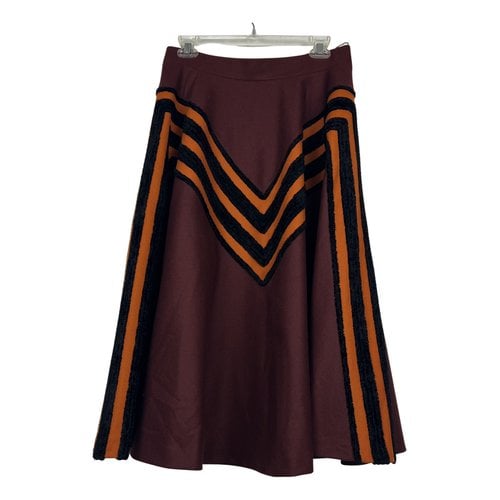 Pre-owned Bottega Veneta Wool Mid-length Skirt In Burgundy