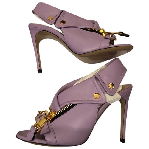Pre-owned Moschino Leather Sandals In Purple