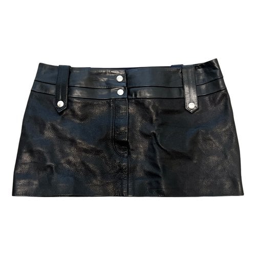 Pre-owned Beau Souci Leather Mini Skirt In Black