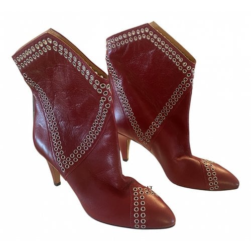 Pre-owned Isabel Marant Leather Ankle Boots In Red