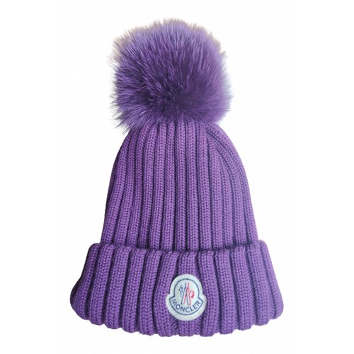 Pre-owned Moncler Wool Beanie In Purple