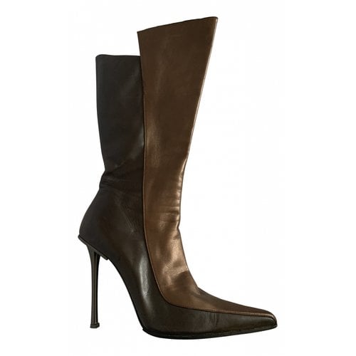 Pre-owned Mugler Leather Ankle Boots In Metallic