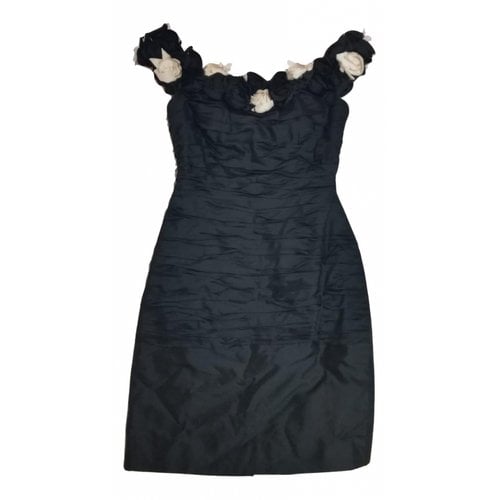 Pre-owned Pronovias Silk Mini Dress In Black
