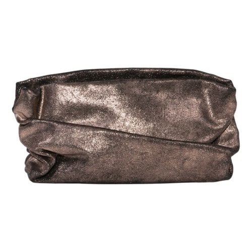 Pre-owned Maison Margiela Leather Clutch Bag In Silver