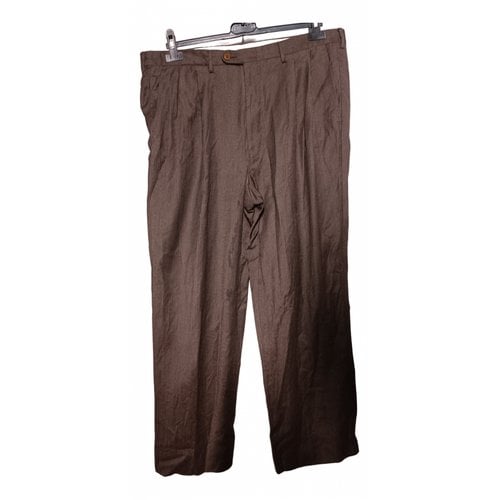 Pre-owned Dior Wool Trousers In Brown