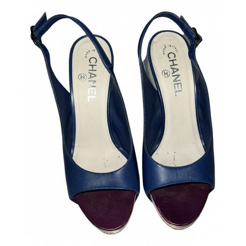 Pre-owned Chanel Leather Sandals In Blue