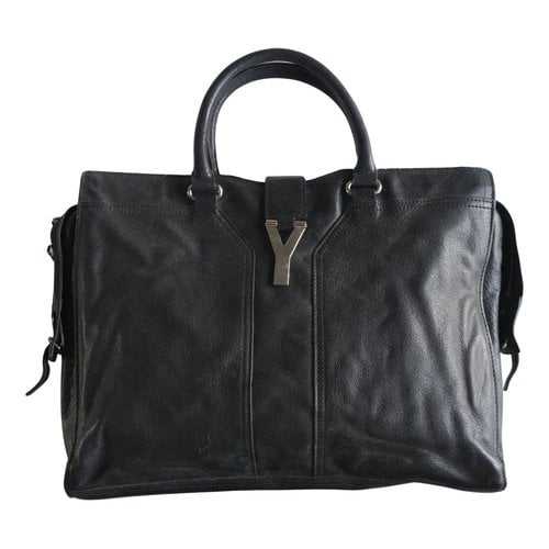 Pre-owned Saint Laurent Chyc Leather Satchel In Black