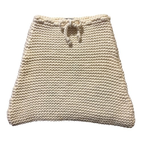 Pre-owned Philosophy Di Alberta Ferretti Wool Mini Skirt In Ecru