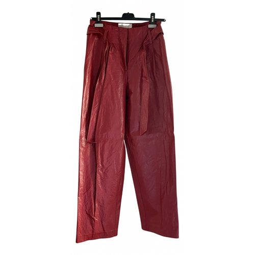 Pre-owned 8pm Vegan Leather Large Pants In Red