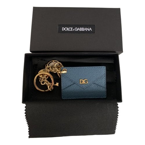 Pre-owned D&g Leather Bag Charm In Blue