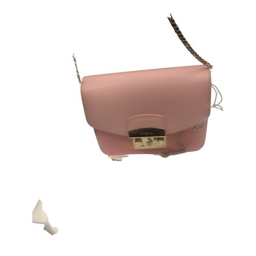 Pre-owned Furla Metropolis Leather Clutch Bag In Pink