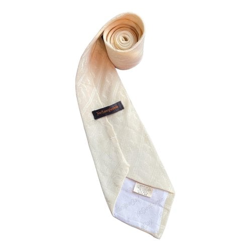 Pre-owned Saint Laurent Silk Tie In White