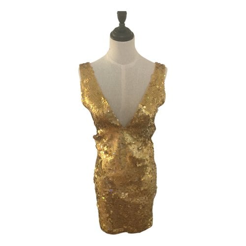 Pre-owned Pinko Glitter Dress In Gold