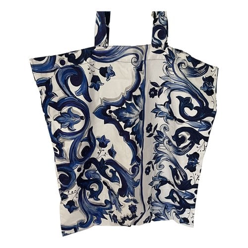 Pre-owned Dolce & Gabbana Linen Handbag In Blue